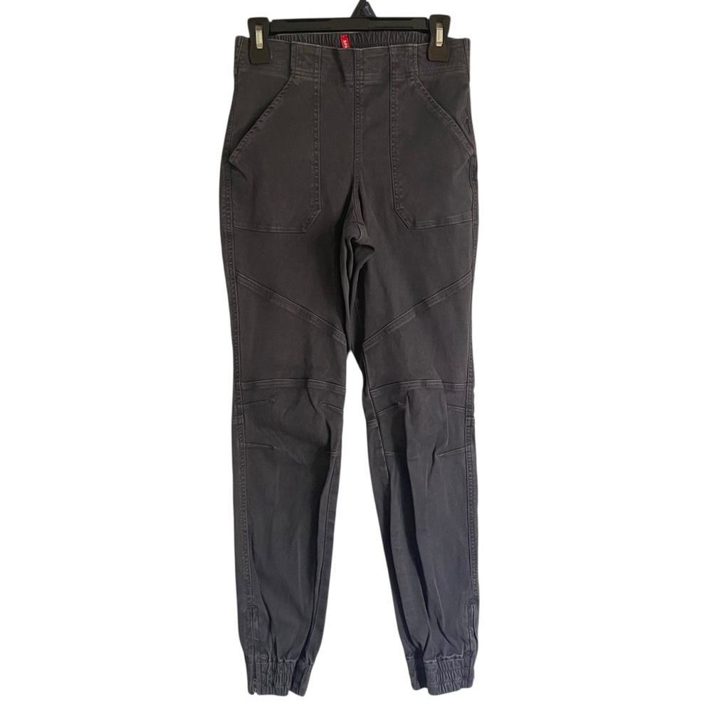 SPANX Stretch Twill Knit Jean Joggers Ankle Zip Utility S Washed Gray Slimming - Picture 4 of 9